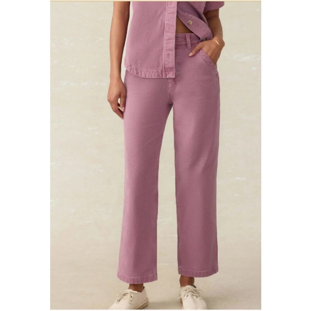 Faherty Sunwashed Canvas Dockside Pants Weatherd Orchid Pink 29